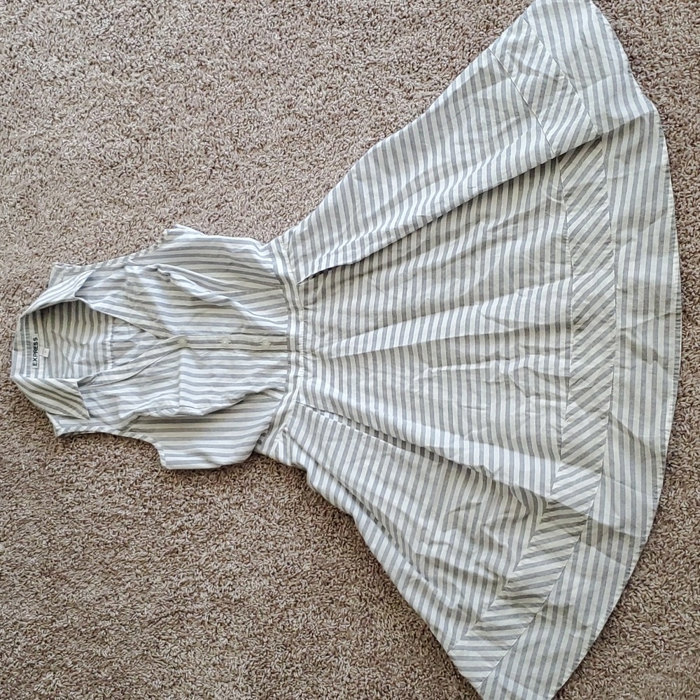 Express Striped Button-up Collared Dress
